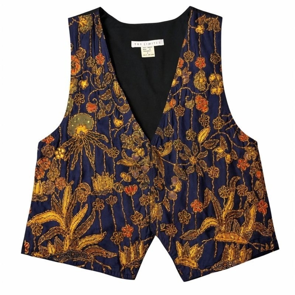 Vintage‎ Y2K The Limited Beaded Embroidered Vest Coachella Festival Size L